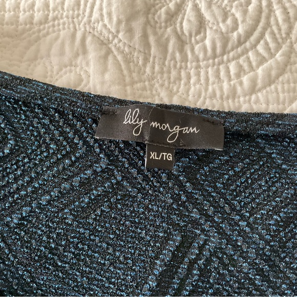 LILY MORGAM, NAVY BLUE METALLIC DRESS, SIZE: XL - Picture 4 of 11